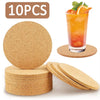 Image of 10PCS Cup Mat Natural Round Wooden Pad Durable Non-Slip Cork Coaster Tea Coffee Mug Drinks Holder for Table Decor DIY Tableware