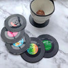 Image of 6/12PCS Set Vintage Mug Coaster Colorful Retro Vinyl Record Disk Coasters for Drinks Vinyl Record Coaster Set Coffee Table Decor