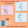 Image of Kids Lattice Symmetrical Drawing Toys Concentration Fine Motor Skill Write & Wipe Pen Control Training Painting Cards