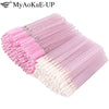 Image of 100pcs Disposable Makeup Brush Kit Crystal Mascara Wand Spoolies Lipstick Lip Gloss Applicator for Eyebrow Eyelash Extension