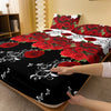 Image of 1 piece of delicate red rose patterned frosted bedsheet, bedroom printed bedspread, bedding (excluding pillowcases)