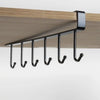 Image of Multifunction 6 Hook Coffee Cup Mug Holder Black White Hooks Shelf Multifunction Kitchen Cabinet Sundries Organizer Storage