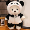 Image of Promotion Kawaii Green  Jointed Bear Cosplay Panda Doll Plush Toy Cartoon  Animal Plushie Throw Pillow Birthday Gift Home Decor