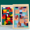 Image of 1 Set Wooden Tetris Jigsaw Puzzle Baby Early Education Fun Game Children Thinking Logic Square Toy Puzzle Macaron Color