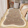 Image of VIKAMA Fresh and Simple Wave Edge Shaped Rug Soft and Comfortable Sofa Mattress Bedside Rug Easy Care Cloakroom Decorative Rugs