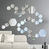 Image of 12PCs 3D acrylic mirror wall sticker home decor hexagon DIY decorations removable living-room decal art ornaments for home