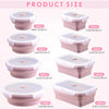 Image of Set of 4 Silicone Food Storage Containers Collapsible Storage Containers Collapsible Bowls with Lids Reusable Foldable Bento Lun