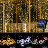 Image of Solar Curtain Light LED Outdoor Waterproof 300leds Garland Decoration String Lights Yard Christmas  Fairy Garland String Lights