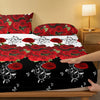 Image of 1 piece of delicate red rose patterned frosted bedsheet, bedroom printed bedspread, bedding (excluding pillowcases)