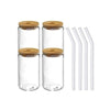 Image of 1/2/4/6pcs Can-Shaped Glass Cup with Lid & Straw 350ml/550ml Transparent Bubble Tea, Juice & Beer Mug for Cold Beverages Party