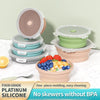 Image of Collapsible Food Storage Container with Lid Portable Silicone Food Container Microwave Freezer Safe Lunch Box