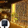 Image of Solar Curtain Light LED Outdoor Waterproof 300leds Garland Decoration String Lights Yard Christmas  Fairy Garland String Lights