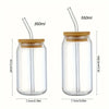 Image of 1/2/4/6pcs Can-Shaped Glass Cup with Lid & Straw 350ml/550ml Transparent Bubble Tea, Juice & Beer Mug for Cold Beverages Party