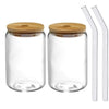 Image of 1/2/4/6pcs Can-Shaped Glass Cup with Lid & Straw 350ml/550ml Transparent Bubble Tea, Juice & Beer Mug for Cold Beverages Party