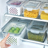 Image of 3-Pack BPA-Free Plastic Food Storage Containers with Lids and Strainers, Stackable Fridge Organizer for Fresh Produce, Vegetable