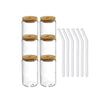 Image of 1/2/4/6pcs Can-Shaped Glass Cup with Lid & Straw 350ml/550ml Transparent Bubble Tea, Juice & Beer Mug for Cold Beverages Party