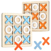 Image of Montessori XO Chess Jigsaw Puzzle 3D Geometric Shapes Board Games For Kids Children Educational Wooden Toys