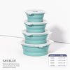 Image of Set of 4 Silicone Food Storage Containers Collapsible Storage Containers Collapsible Bowls with Lids Reusable Foldable Bento Lun