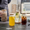 Image of 1/2/4/6pcs Can-Shaped Glass Cup with Lid & Straw 350ml/550ml Transparent Bubble Tea, Juice & Beer Mug for Cold Beverages Party