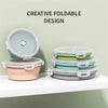 Image of Collapsible Food Storage Container with Lid Portable Silicone Food Container Microwave Freezer Safe Lunch Box