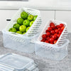 Image of 3-Pack BPA-Free Plastic Food Storage Containers with Lids and Strainers, Stackable Fridge Organizer for Fresh Produce, Vegetable