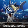 Image of Mechanical Shark Building Set, Shark Sea Life Building Blocks Set with Display Stand and Lights, Block Gift for Kids and Adults