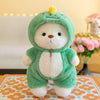 Image of Promotion Kawaii Green  Jointed Bear Cosplay Panda Doll Plush Toy Cartoon  Animal Plushie Throw Pillow Birthday Gift Home Decor