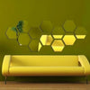 Image of 12PCs 3D acrylic mirror wall sticker home decor hexagon DIY decorations removable living-room decal art ornaments for home