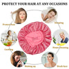 Image of Satin Bonnets Night Sleeping Cap Large Elastic Wide Soft Band Colorful Silk Hat for Curly Hair Care Beauty Makeup for Women