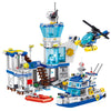 Image of Fire Station City Oceans Blocks Compatible Fire Station Set with Fire Station Fire Helicopter Fire Ship Rescue Boat