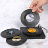 Image of 6pc Record Cup Plastic Retro Disk Cup Mat Anti-slip Coffee Coasters Heat Resistant Drink Mug Mat Table Placemat Holder Home Deco