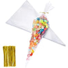 Image of 50Pcs Clear Cone Candy Bags Food Snack Packaging Plastic Bag With Ties Wedding Birthday Party Favors Decoration DIY Gift Bags