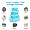 Image of Collapsible Silicone Food Storage Container,Bento Lunch Boxes For Kitchen, Microwave Safe. Foldable Design Saves Your Space.