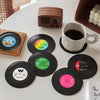 Image of 6/12PCS Set Vintage Mug Coaster Colorful Retro Vinyl Record Disk Coasters for Drinks Vinyl Record Coaster Set Coffee Table Decor