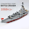 Image of ToylinX 1068PCS Carrier Building Blocks Set, Military Battleship Model Toy Kit with Armored Tank Fighter Halloween Christmas