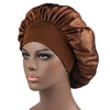 Image of Satin Bonnets Night Sleeping Cap Large Elastic Wide Soft Band Colorful Silk Hat for Curly Hair Care Beauty Makeup for Women